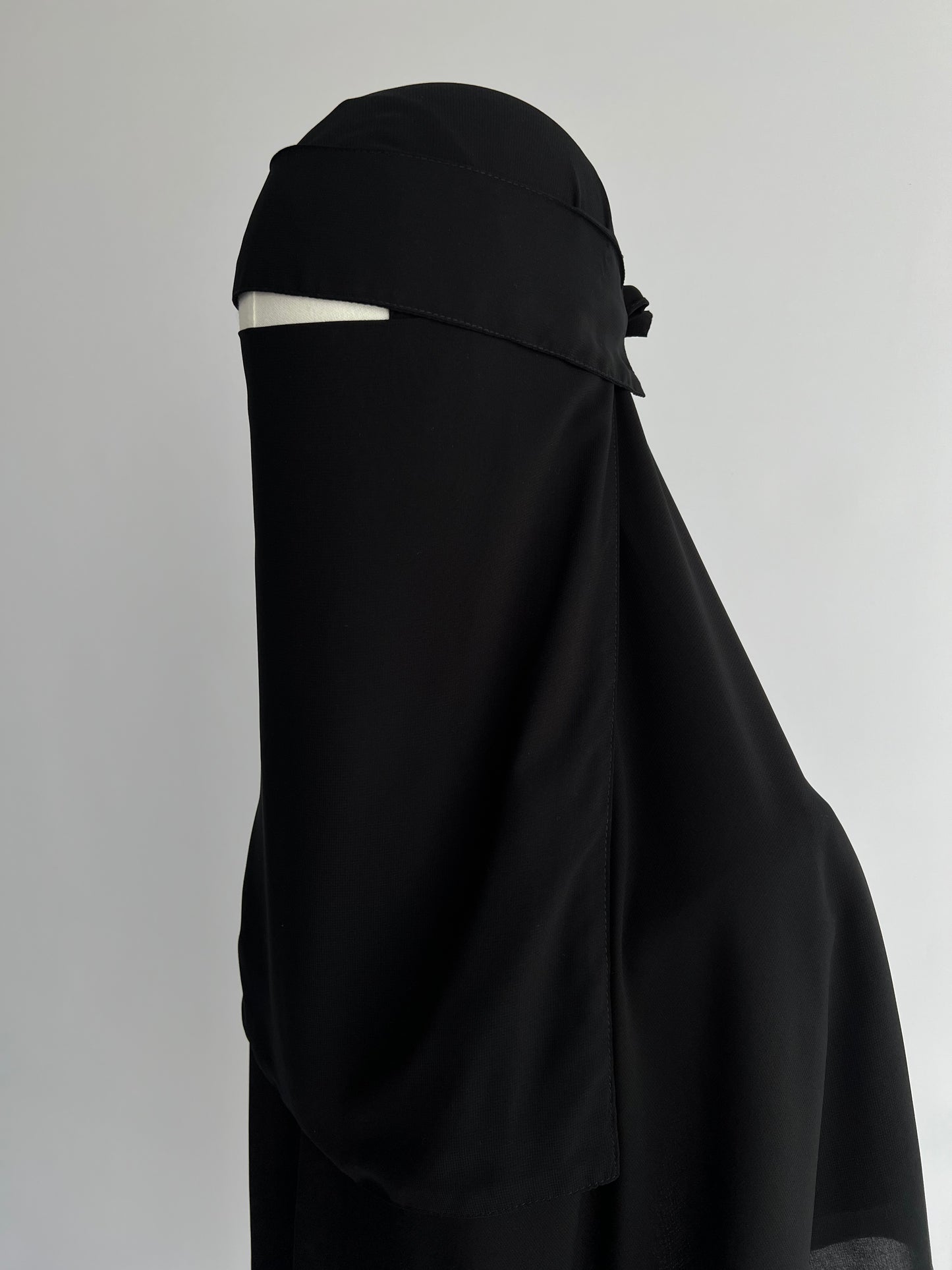 Niqab and Hijab Set in black, side view on mannequin